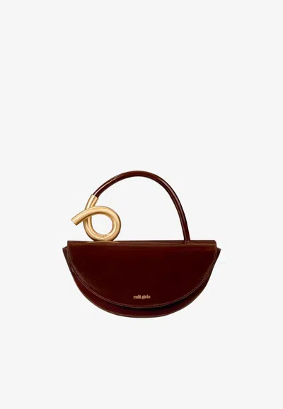 Cult Gaia Azariah Leather Top Handle Bag In Brown