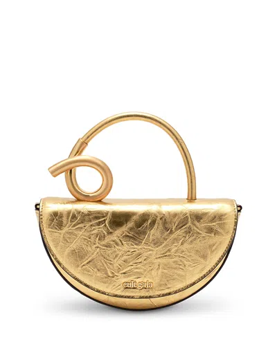 Cult Gaia Azariah Nano Sculptural Metallic Leather Crossbody Bag In Gold