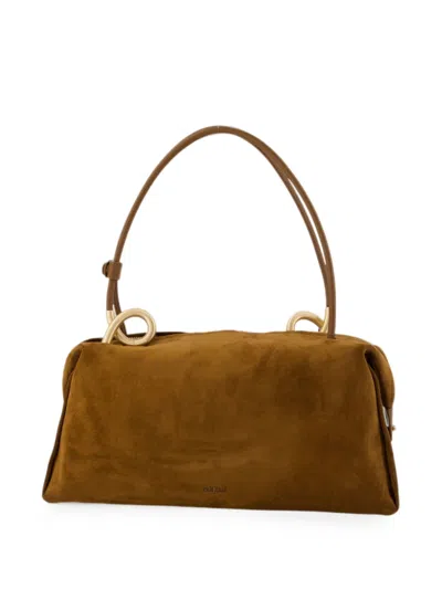 Cult Gaia Azariah Suede Shoulder Bag In Brown
