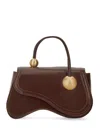 Cult Gaia Flap Shoulder Bag With Curved Top Handle In Brown