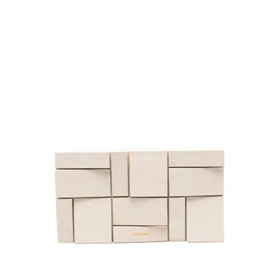 Cult Gaia Galleria Geometric-block Clutch Bag In White