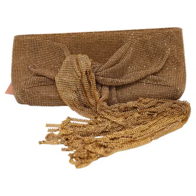 Cult Gaia Banu Mini Fringed Crystal-embellished Chainmail Clutch In Gold Metal
