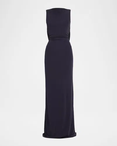 Cult Gaia Basha Cowl-back Gown In Blue