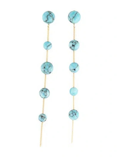 Pre-owned Cult Gaia Bead Atum Drop Earrings In Blue