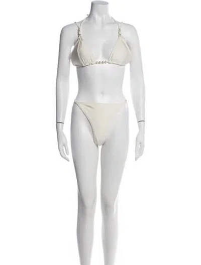 Pre-owned Cult Gaia Beaded Accents Bikini In Neutral
