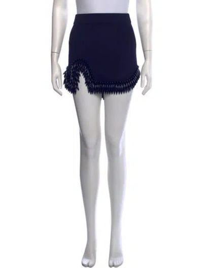 Pre-owned Cult Gaia Beaded Accents Mini Skirt In Blue