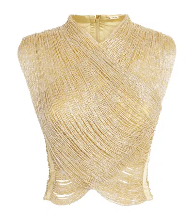 Cult Gaia Beaded Haisley Top In Neutral