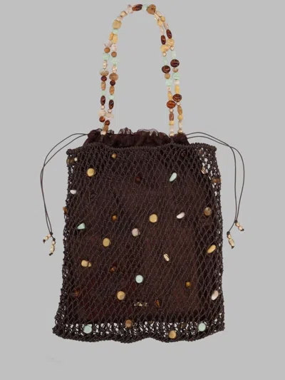Cult Gaia Beaded Mesh Drawstring Tote Bag In Multicolour