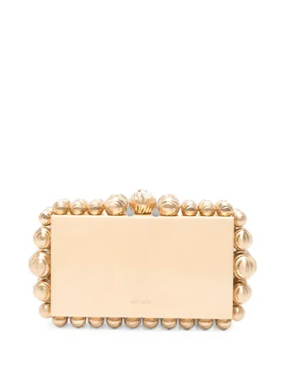 Cult Gaia Bead-embellished Brushed-finish Clutch Bag In Neutral