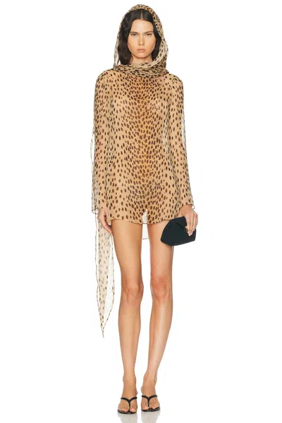 Cult Gaia Beaux Cheetah-print Hooded Blouse In Animal Print