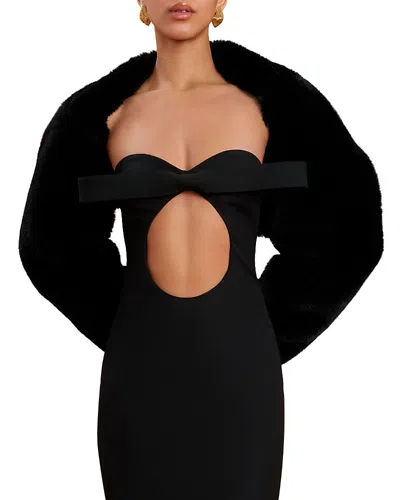 Cult Gaia Bentley Faux Fur Cropped Jacket In Black