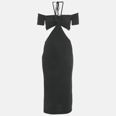 Cult Gaia Black Cotton Knit Cut-out Midi Dress