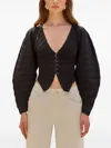 Cult Gaia Blair Sculptural-sleeve Rib Knit Cardigan In Black