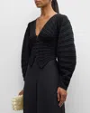 Cult Gaia Blair Sculptural-sleeve Rib Knit Cardigan In Black
