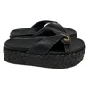 Cult Gaia Blythe Platform Sandals In Black Leather In Black