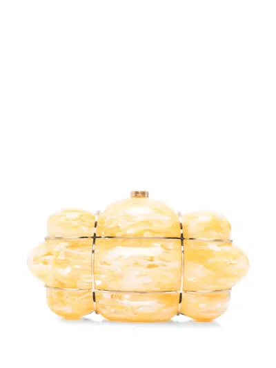 Cult Gaia Bolla Marble-effect Clutch Bag In Gold