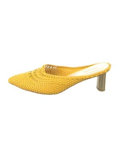 Pre-owned Cult Gaia Braided Accents Mules In Yellow