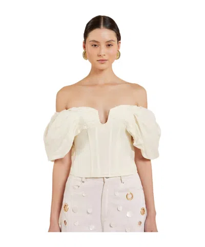Cult Gaia Breast-wiped Wool Blouse In White