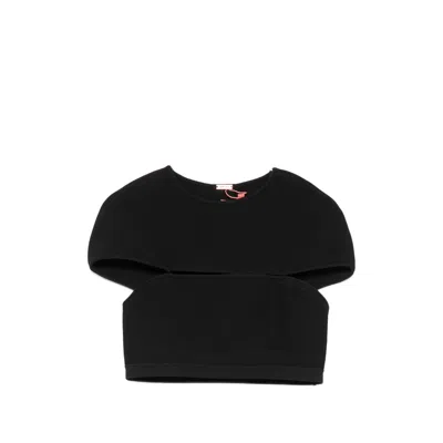 Cult Gaia Brett Cut-out Cropped Top In Black