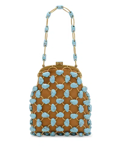 Cult Gaia Brielle Suede & Stone Wristlet In Blue