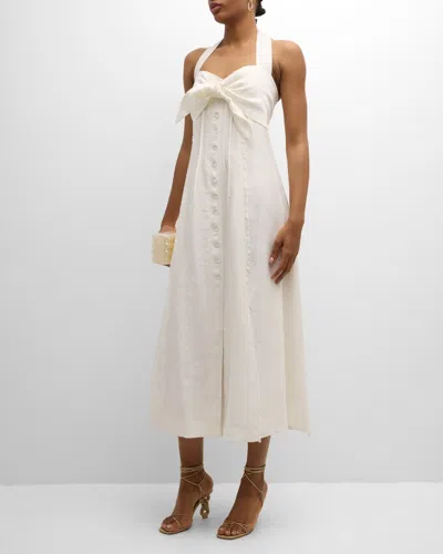 Cult Gaia Brylie Knotted-bust Midi Halter Dress In Off White