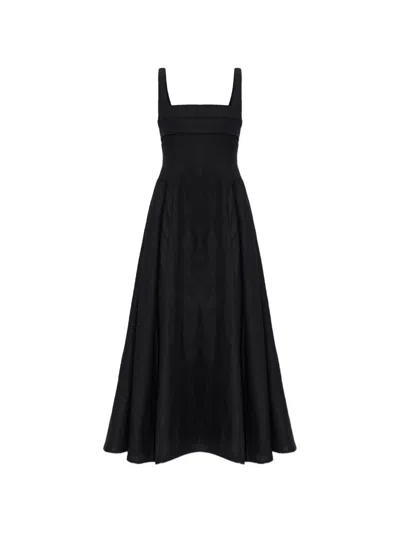 Cult Gaia Buckle Square-neck Midi Dress In Black