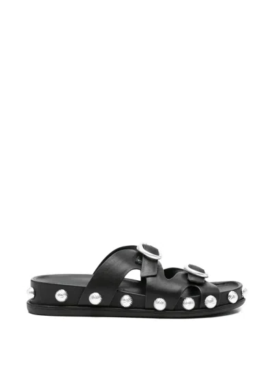 Cult Gaia Buckled Studded Sandal In Black