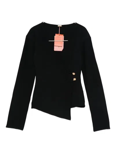 Cult Gaia Buttoned Asymmetric Top In Black