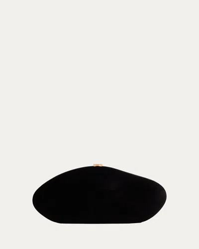 Cult Gaia Caldera Velvety Sculptural Clutch Bag In Black