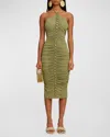 Cult Gaia Calian Ruched Dress In Tea