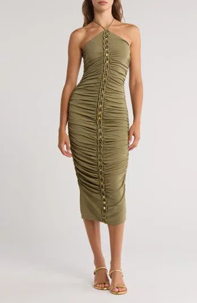 Cult Gaia Calian Ruched Dress In Green