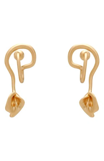 Cult Gaia Calla Wavy Brushed Statement Drop Earrings In Gold