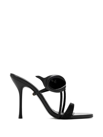 Cult Gaia Camilla Flower Embellished Heeled Sandal In Black