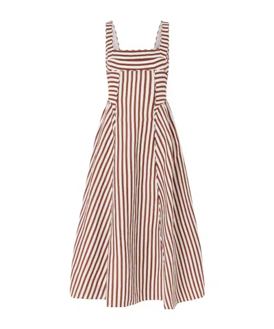 Cult Gaia Carla Cutout Striped Woven Midi Dress In Brown
