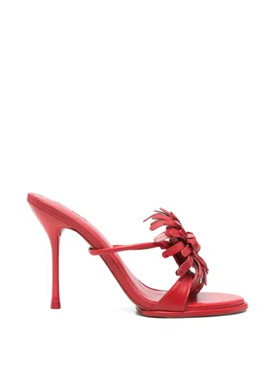 Cult Gaia Carla Embellished Leather Sandals In Red