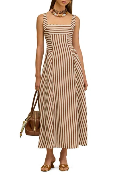 Cult Gaia Carla Striped Midi Dress In Brown