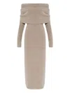 Cult Gaia Carline Off-shoulder Long-sleeve Midi Dress In Neutral