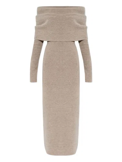 Cult Gaia Carline Off-shoulder Long-sleeve Midi Dress In Neutral