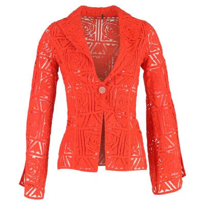 Cult Gaia Carlotta Floral Lace Blazer In Orange Viscose In Red