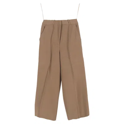 Cult Gaia Caro Cropped Woven Wide-leg Pants In Brown Polyester