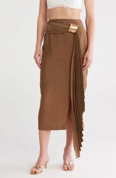 Cult Gaia Caroline Midi Skirt In Brown