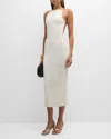 Cult Gaia Cassi Faux Pearl-embellished Backless Knit Midi Dress In Off White