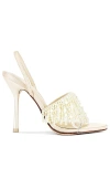 Cult Gaia Cassia Faux Pearl-embellished Pvc And Satin Slingback Sandals In 珍珠