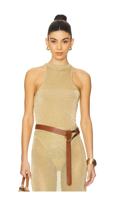Cult Gaia Cassius Knit Bodysuit In Brown