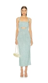 Cult Gaia Catia Beaded Fringe Midi Knit Gown In Baby Blue