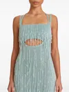 Cult Gaia Catia Beaded Fringe Midi Knit Gown In 蓝色