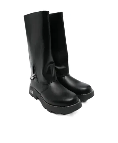 Cult Gaia Chain-embellished Leather Boots In Black