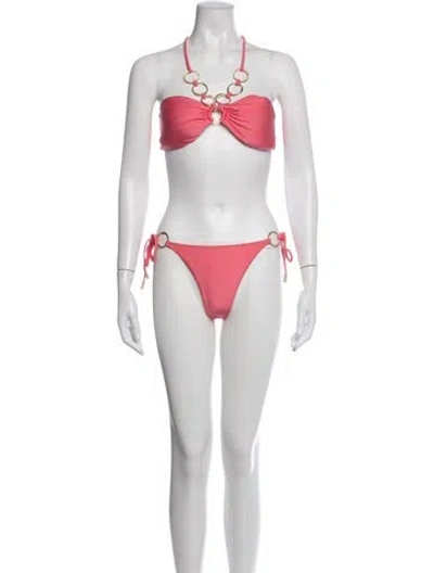 Pre-owned Cult Gaia Chain-link Accents Bikini In Pink