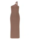 Cult Gaia Chani Asymmetric Neckline Midi Dress In Brown