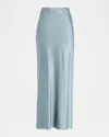 Cult Gaia Chantel Straight Bias-cut Satin Maxi Skirt In Blue